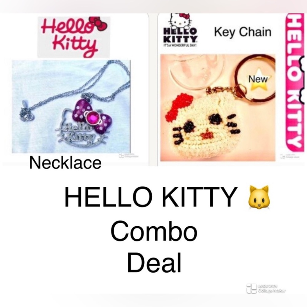 VINTAGE ‘76 ⭐️ HELLO KITTY, SANDRO NECKLACE 24” &  KEYCHAIN